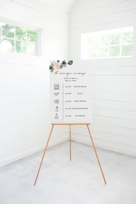 Order of Events Sign Template Wedding Itinerary Sign Timeline Sign Printable Greenery  - Scarlett Wedding Itinerary Sign, Order Of Events Sign, Wedding Pinata, Wedding Info Card, Wedding Itinerary Template, Wedding Favours Sign, Order Of Events, Wedding Itinerary, Wedding Details Card