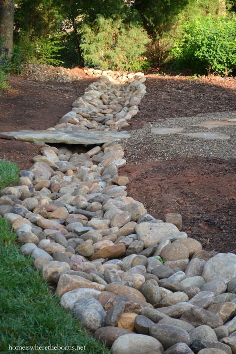 Bed Island, Shed Room, Dry Riverbed Landscaping, Landscape Drainage, Backyard Drainage, Drainage Ditch, Yard Drainage, Dry Creek Bed, Dry River