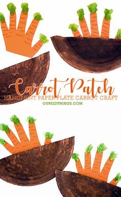 Carrot Craft For Preschool, Carrot Patch Craft, Fruits And Vegetables Activities Toddler, Veggie Activities For Toddlers, Fruit And Veggie Activities For Toddlers, Vegetable Crafts For Toddlers, Plants Preschool Activities, Carrot Craft, Craft Handprint