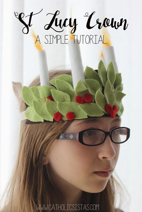 Santa Lucia Day, Saint Costume, Candle Crown, St Lucia Day, St Lucy, Saint Lucy, Catholic Crafts, Saints Days, Diy Crown