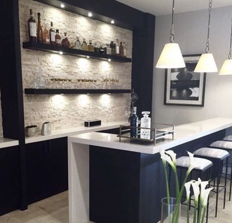 Indoor Bars For Home, Bar Room Ideas In House, Basement Bar Ideas Modern, Bathroom Natural Stone, Bar Wall Design, Quartz Countertops White, Modern Basement Bar, Modern Home Bar Designs, Bathroom Natural