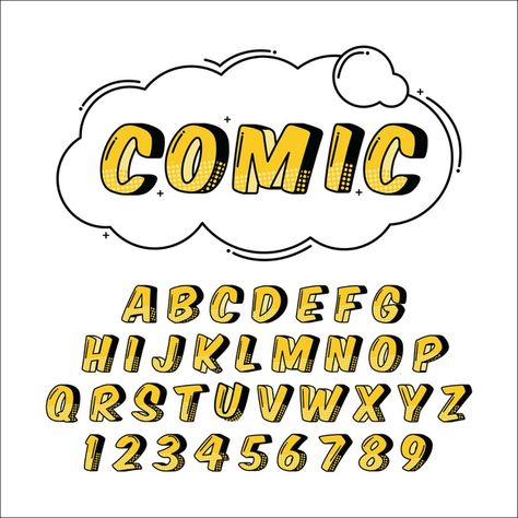 Comic Book Letters, Fonts Drawing Ideas, Comic Book Font Alphabet, Comic Book Lettering, Indian Typography, Pop Art Font, Super Zings, Comic Book Font, Cute Fonts Alphabet