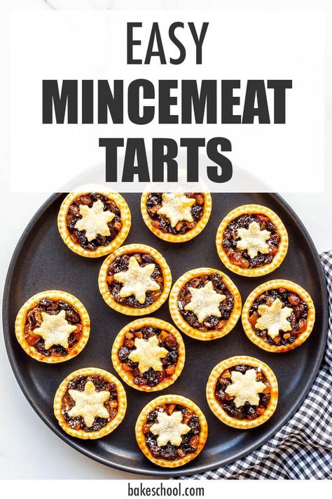 Learn how to make homemade mincemeat tarts from scratch with this easy recipe. This recipe will work with store-bought or homemade mincemeat which is baked in tart shells made from all-butter pie crust. This is a festive Christmas dessert to serve over the holidays! Mini Mincemeat Tarts, Mini Mincemeat Pie, Minced Meat Tarts, Mincemeat Tarts Recipe, Mince Meat Tarts, Mincemeat Tarts From A Jar, Mincemeat Tarts Easy, Mince Tarts Recipe, Mincemeat Bars Recipe