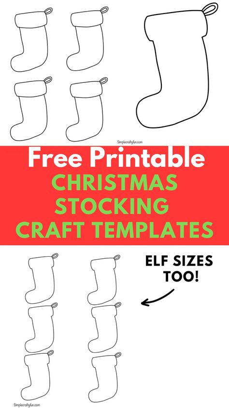 Free Printable Christmas Stocking Templates elf sizes and crafting sizes Free Stocking Pattern Printable, Stocking Template Printable Free Pattern, Stocking Outline, Bingo Printable Free, Christmas Stocking Template, Stocking Template, Christmas Elf Doll, Christmas Tree Template, Cute Christmas Decorations