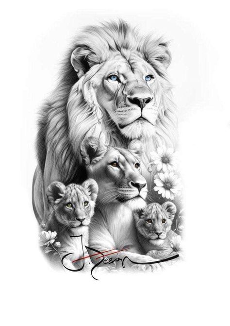 Lions Family Tattoo Design, Lion Tattoo Family, Lion Family Tattoo For Women, Tattoo Lion Family, Lion Family Tattoo, Family Tattoo Design, Lioness Tattoos, Female Lion Tattoo, Chest Tattoo Drawings