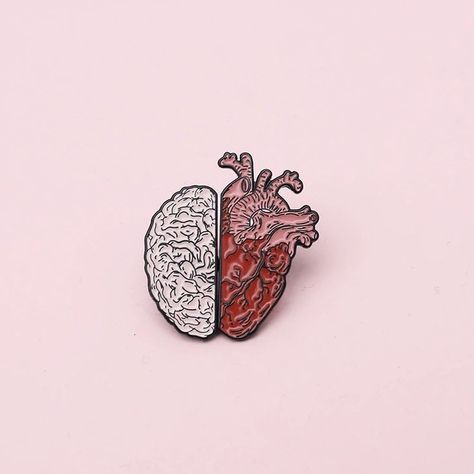 Punk Badges, Heart And Brain, Heart Enamel Pin, Heart Couple, Heart Brain, Nursing Pins, Medical Jewelry, Backpack Clothes, Bag Clothes