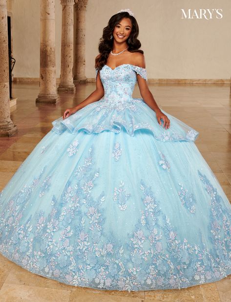 Teal Quinceanera Dresses, Quinceanera Gowns, Long Strapless Dress, Prom 2025, Tulle Applique, Quinceañera Dresses, Quinceñera Dresses, Mary's Bridal, Quinceanera Dresses Blue