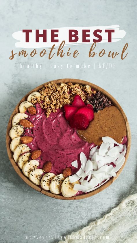 5 Easy Tips To Help Make The Best Smoothie Bowl Ever! Gluten Free Smoothie Recipes, Bowl Aesthetic, Gluten Free Smoothie, Spirulina Smoothie, Delicious Smoothie Recipes, Best Smoothie, Acai Smoothie Bowl, Healthy Plant Based Recipes, Gluten Free Recipes For Breakfast