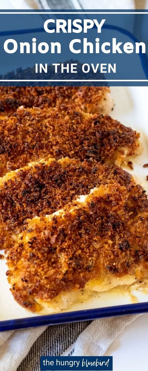 Crispy Onion Chicken, French Fried Onion Chicken, Baked Boneless Chicken, Baked Boneless Chicken Breast, Chicken Breast Oven Recipes, Chicken In The Oven, Parmesan Crusted Chicken Recipe, Crusted Chicken Breast, Crusted Chicken Recipes