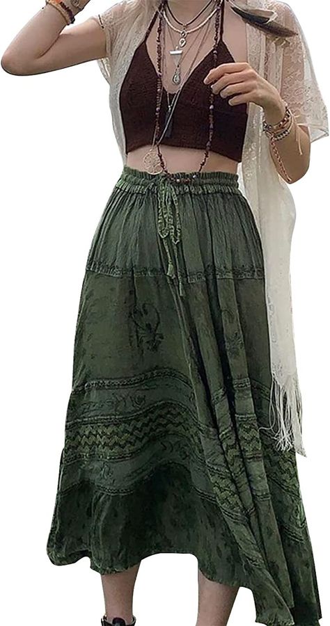 Fem Grunge, Spiritual Wardrobe, Autumn Streetwear, Grunge Skirt, Girls Streetwear, Fairy Outfit, Ethno Style, Estilo Hippy, Mode Hippie