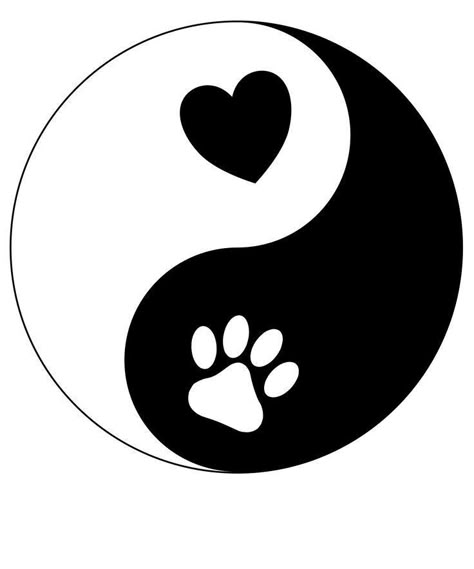 Cat Ying Yang Tattoo, Cat Dog Tattoo, Cat Ying Yang, Cat And Dog Tattoo, Ying Yang Tattoo, Yang Tattoo, Yin Yang Art, Tattoo Cat, Punch Needle Patterns