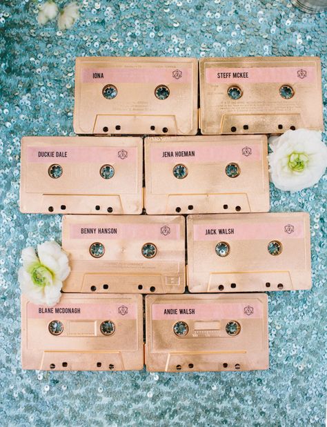 Creative Wedding Favors, Pink Wedding Inspiration, Design Invitation, Wedding Design Decoration, Cute Wedding Ideas, Mod Wedding, Seating Chart Wedding, Cassette Tape, Seating Chart