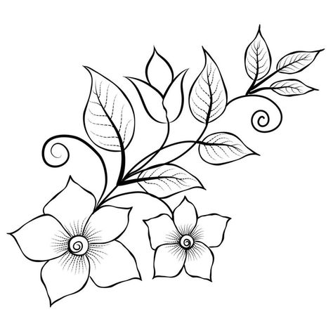 simple drawing of flower Easy Pencil Drawings Of Flowers Sketches, Drawing Small Flowers, Easy Flower Pattern Drawing, Floral Vine Drawing, Flower Art Black And White, Vine Drawing, Simple Flower Drawing, Printable Flower Coloring Pages, Easy Flower Drawings