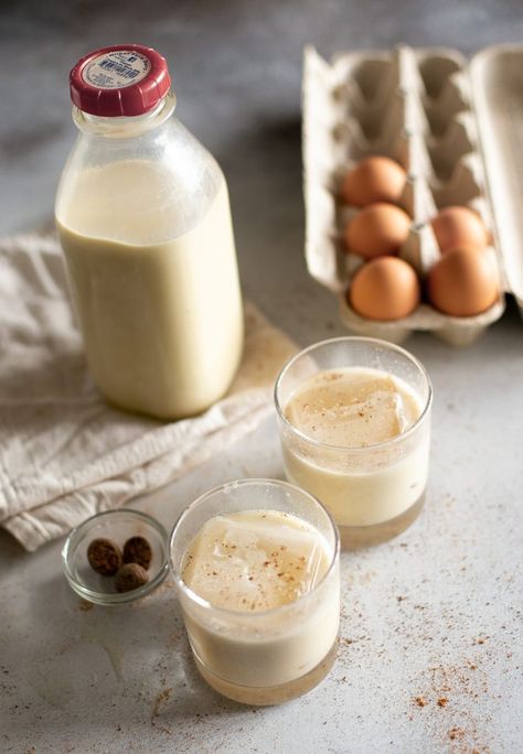 Aged Eggnog Recipe, Alcoholic Eggnog, Nutmeg Spice, Eggnog Recipe, Holiday Favorite Recipes, Dark Rum, Whole Eggs, Spiced Rum, Heavy Cream