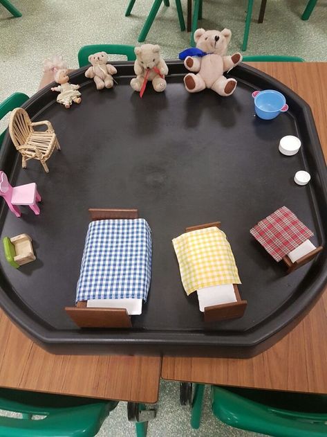 Goldi Locks And The Three Bears, Bears Topic Eyfs, 3 Bears Eyfs Ideas, Goldilocks And The 3 Bears Eyfs, Size Activities Eyfs, Goldilocks And The 3 Bears Activities, Eyfs Goldilocks And The Three Bears, Story Tuff Tray Ideas, Traditional Tales Eyfs