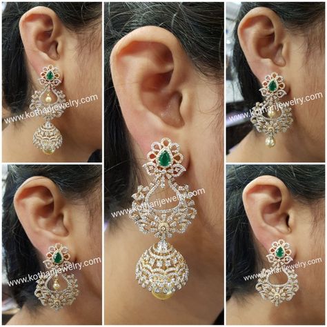 Multi Way Detachable Diamond Jhumka Earring Diamond Earrings Indian, Diamond Jhumkas, Uncut Diamond Necklace, Diamond Earrings Wedding, Diamond Gold Earrings, Indian Diamond Jewellery, Bridal Diamond Necklace, Indian Celebrity, Bracelets Diamond