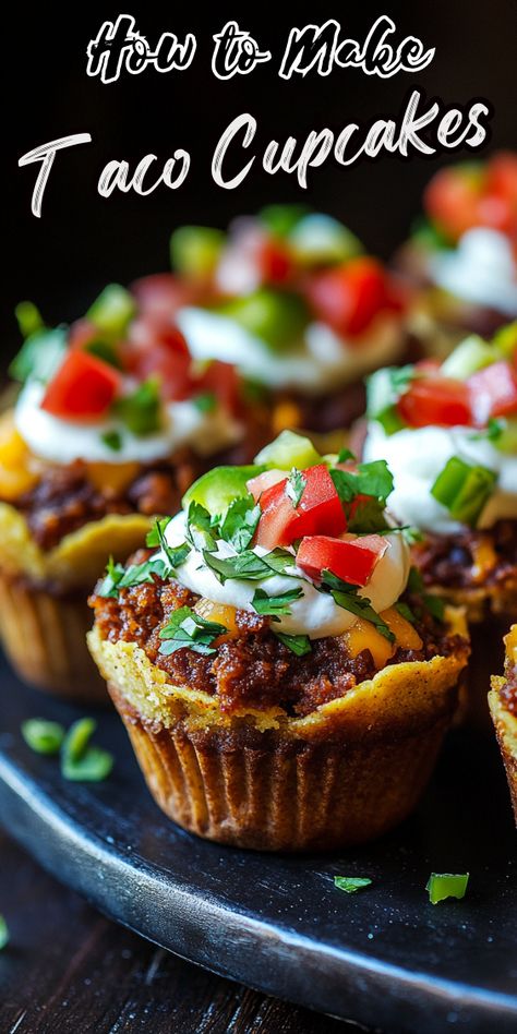 Taco Cupcakes Taco Cupcakes Recipe, Taco Muffin Cups, Taco Muffins, Cupcake Tacos, Tacos In Muffin Pan, Taco Cups In Muffin Tin, Taco Cupcakes With Cornbread, Taco Cupcakes With Tortillas, Muffin Taco Cups