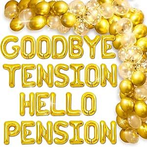 Retirement Decor, Retirement Party Centerpieces, Happy Retirement Decorations, Farewell Party Decorations, Happy Retirement Banner, Goodbye Tension Hello Pension, Retirement Banner, Leaving Party, Retirement Decorations