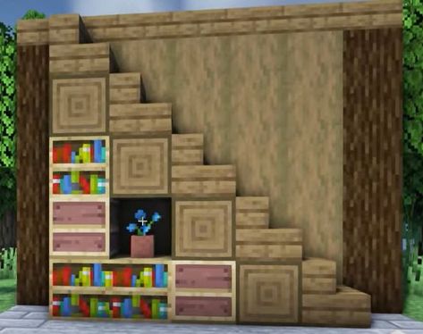 Stair Case Ideas Minecraft, Minecraft Under Stairs Ideas, Minecraft House Staircase, Indoor Stairs Minecraft, Minecraft Stairs Ideas Inside, Minecraft Staircase Inside, Minecraft Stairs Staircases, Spiral Staircase Minecraft, Minecraft Stairs Ideas