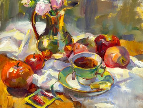 Summer Still Life w Apples, Painting by Tom Nachreiner Still Life With Apples, Hd Nature Wallpapers, Daily Painters, Fine Art Painting Oil, Still Life Oil Painting, Painting Still Life, Impressionist Art, Still Life Art, Daily Paintworks