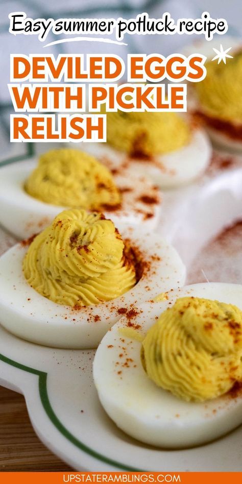 Deviled Eggs with Pickle Relish Beef Sandwiches Crock Pot, Deviled Eggs Recipe Best, Deviled Eggs With Relish, Ranch Deviled Eggs, Amish Macaroni Salad, Summer Potluck Recipes, Green Bean Casserole Campbells, Sweet Pickle Relish, Starbucks Lemon Loaf