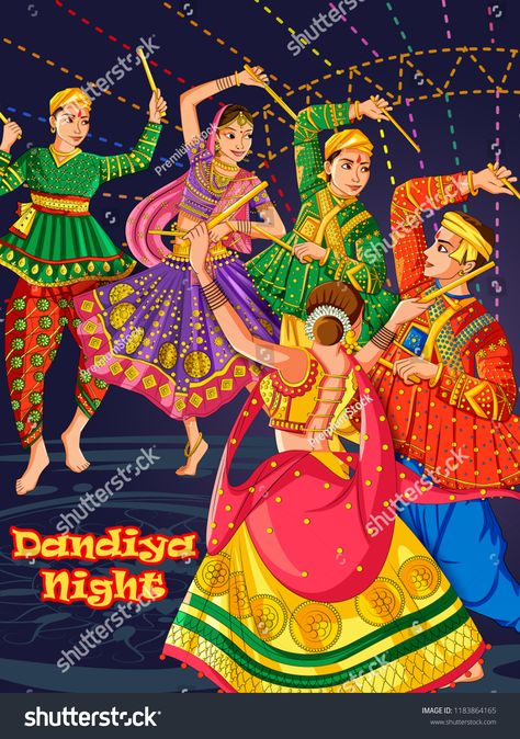 Vector design of Indian couple playing Garba in Dandiya Night Navratri Dussehra festival of Indiacouple#playing#Garba#Vector Navratri Festival Memory Drawing, Garba Painting Navratri, Navratri Memory Drawing, Indian Festival Memory Drawing, Dandiya Pics, Navratri Festival Drawing, Garba Painting, Indian Festival Drawing, Dandiya Decoration