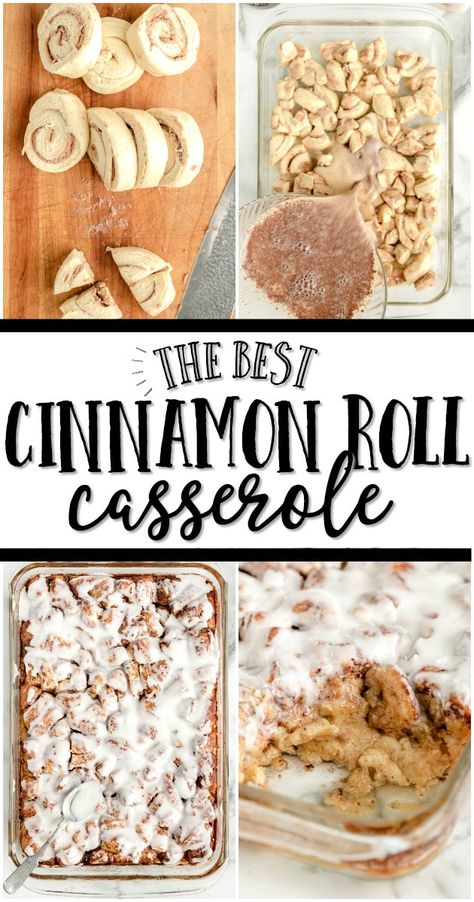 This cinnamon roll casserole recipe is a quick and tasty breakfast treat. It’s drizzled with maple syrup, baked in the oven, and topped with a thick icing glaze. A perfectly easy brunch recipe for family, holidays, or lazy Sundays. Easy Cinnamon Roll Casserole, Cinnamon Roll Casserole Recipe, Cinnamon Roll Desserts, Icing Glaze, Cinnamon Roll Casserole, Easy Brunch Recipes, Brunch Recipe, Tasty Breakfast, Easy Cinnamon