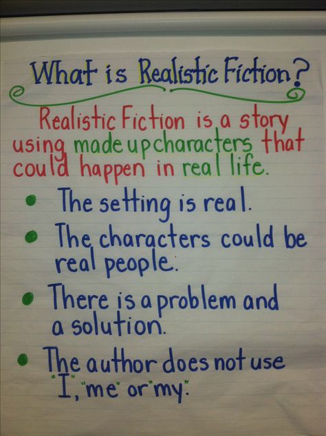 Realistic fiction Realistic Fiction Anchor Charts, Fiction Anchor Chart, Realistic Fiction Writing, Fiction Writing Prompts, Fourth Grade Writing, Third Grade Writing, 3rd Grade Writing, 2nd Grade Writing, Ela Writing