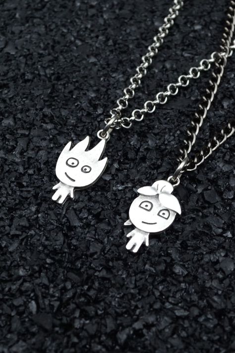 Fireboy And Watergirl Stainless Unisex Cartoon Necklace | Couples Necklace | Gift For Girlfriend | Matching Necklace | Better Gift for Love Cartoon Necklace, Bf Christmas, Fireboy And Watergirl, Compass Necklace Silver, Couples Necklace, Gift For Love, Symbol Necklace, Compass Necklace, Couple Necklaces