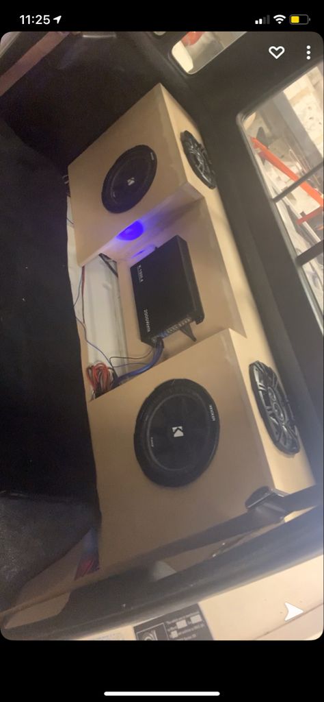 I made this sub box for my 1985f250. I custom made this from my own design. On the face side is 2 10 inch kicker subs with the 2000 watt amp in the middle, on top i added 2 6x9 speakers.I put this together with 3/4 dpf, wood glue and a nail gun. Im still waiting on fabric to wrap it up. 6x9 Speaker Box, Custom Paint Motorcycle, Speaker Box, Still Waiting, Wood Glue, Custom Build, Custom Paint, Car Interior, 10 Inch