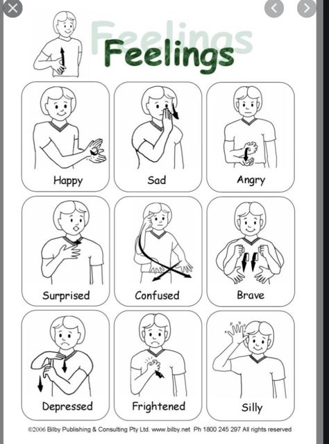 Sign Language Emotions, Australian Sign Language, Makaton Signs, Simple Sign Language, Asl Sign Language Words, Sign Language Chart, Sign Language For Kids, Aomine Kuroko, Sign Language Lessons