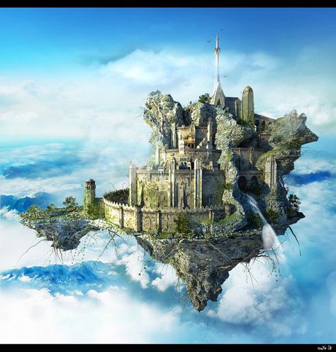 .. Floating City, Heroic Fantasy, Rpg Map, Castle In The Sky, Fantasy City, Fantasy Castle, Fantasy Setting, Fantasy Places, Fantasy Map