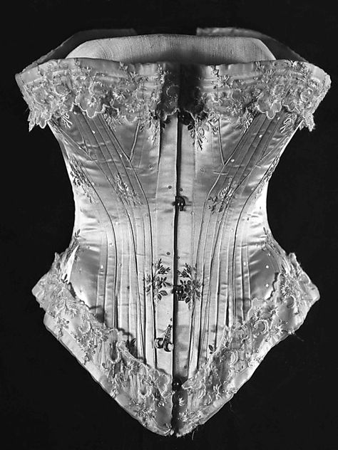 Satin, Lace, Whalebone Corset  (circa 1876) Tattoo Son, Modern Corset, Edwardian Corsets, Beaded Corset, Crystal Fairy, Wedding Corset, Bridal Corset, Collection Couture, Robes Vintage