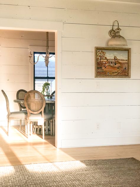 Whitewash Pine Tongue And Groove Walls, Whitewashed Pine Walls, Cottage Shiplap Walls, Antique Shiplap Walls, Old Shiplap Wall, Silo Cottage, Ship Lapped Walls, Painted Knotty Pine Walls, Shiplap Cottage