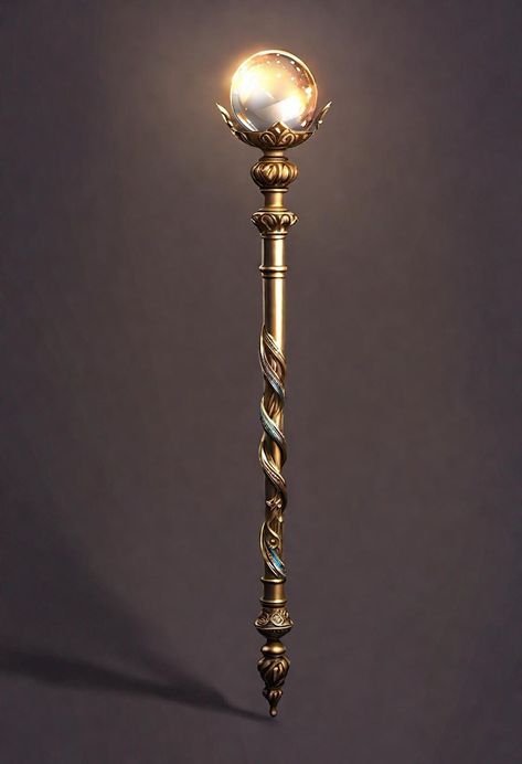 Magic Scepter Art, Royal Scepter Aesthetic, Magic Staff Aesthetic, Wand Fantasy Art, Dnd Flute, Fantasy Relics, Scepter Design, Staff Fantasy, Mage Armor