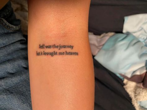 Tattoos With Symbolism, Lizzo Inspired Tattoo, Hell Was The Journey Tattoo, Hang In There Tattoo, Dainty Taylor Swift Tattoo, All Too Well Tattoo, To Live For The Hope Of It All Tattoo, Tattoo Poetry, Sa Tattoo Ideas