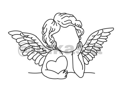 Faceless Angel Tattoo, Angel Outline Tattoo, Minimalist Angel Tattoo, Angel Tattoo Stencils, Angel Outline, Small Angel Tattoo, Mum Tattoo, Angel Tattoo, Tattoo Stencil Outline