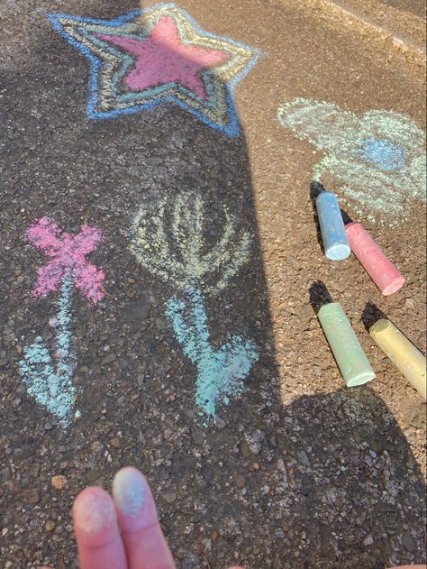 playing outside with chalk Chalk Art Sidewalk, Bluey Birthday, Playing Outside, Summer 2025, Nothing But Flowers, Soft Cute, Sidewalk Chalk, Chalk Art, Sweet Pea