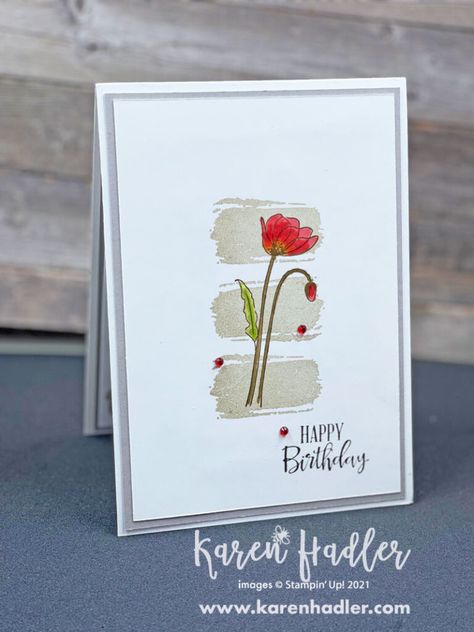 Clean And Simple Birthday Cards, Stampin Up Clean And Simple Cards, Clean And Simple Cards Ideas, Simple Greeting Cards, Watercolour Doodles, Clean And Simple Cards, Painted Poppies, Simple Cards Handmade, Cards Flowers