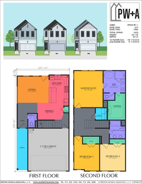 Affordable Two Story Townhouse Plan – Preston Wood & Associates Townhouse Plans With Garage, Narrow Townhouse Plans, 3 Bedroom Townhouse Floor Plan 2 Story, Small House Floor Plans 2 Story, House Layout Plans 2 Story, Narrow House Plans Two Story, College Townhouse, Small Two Story House Plans, Two Story Townhouse