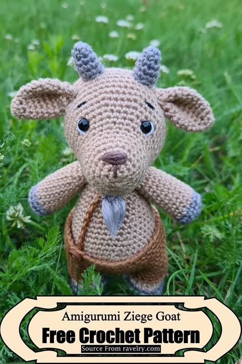 14 Free Crochet Goat Patterns Goat Amigurumi Pattern, Goat Crochet Pattern Free, Crochet Goat Amigurumi, Goat Amigurumi, Goat Crochet, Crochet Goat, Farm Crochet, Goat Pattern, Yarn Projects Crochet