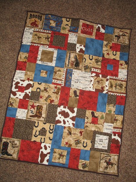 handmade cowboy quilt | Custom Order - Western, Cowboy, Rodeo Baby Quilt 36"x48 - with ... Cowboy Quilts, Horse Quilts, Rodeo Baby, Western Quilts, Cowboy Quilt, Cowboy Rodeo, Horse Quilt, There’s A Dog On My Quilt Pattern, Western Baby