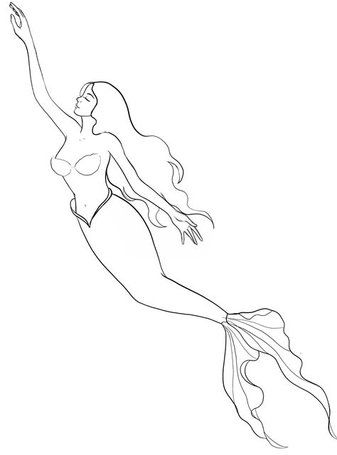 H20 Just Add Water Tattoo, Simple Mermaid Drawing, Mermaid Line Drawing, Small Bff Tattoos, Mermaid Art Nouveau, Small Mermaid Tattoo, Mermaid Outline, Tattoo Mermaid, Mermaid Tattoo Designs