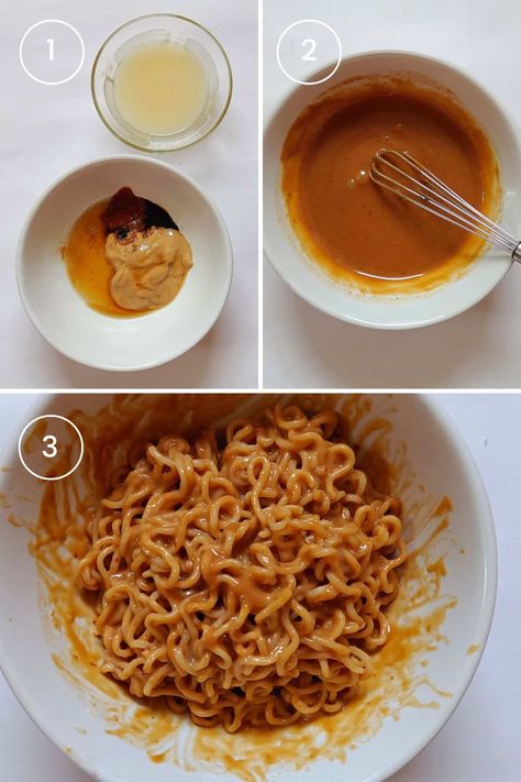 Peanut Butter Ramen Noodles - Spoons Of Flavor Best Peanut Butter Noodles, Ramen Recipes Peanut Butter, Ramen Noodles With Peanut Sauce, Ramen Noodle Recipes Easy Peanut Butter, Ramen Noodle Peanut Butter Recipes, Ramen Noodle Peanut Sauce, Easy Peanut Ramen Noodles, Easy Lunch Ideas With Ramen Noodles, Ramen Noodles With Peanut Butter