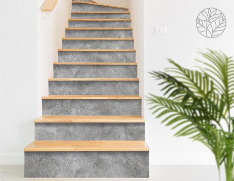 Concrete Floor 9 Stair Riser Stickers 10 Strips Grey | Etsy Grey Stairs, Stairs Art, Stairs Decor, Stair Decals, Stair Riser Decals, Stair Stickers, Stair Riser, Metal Stairs, Concrete Stairs