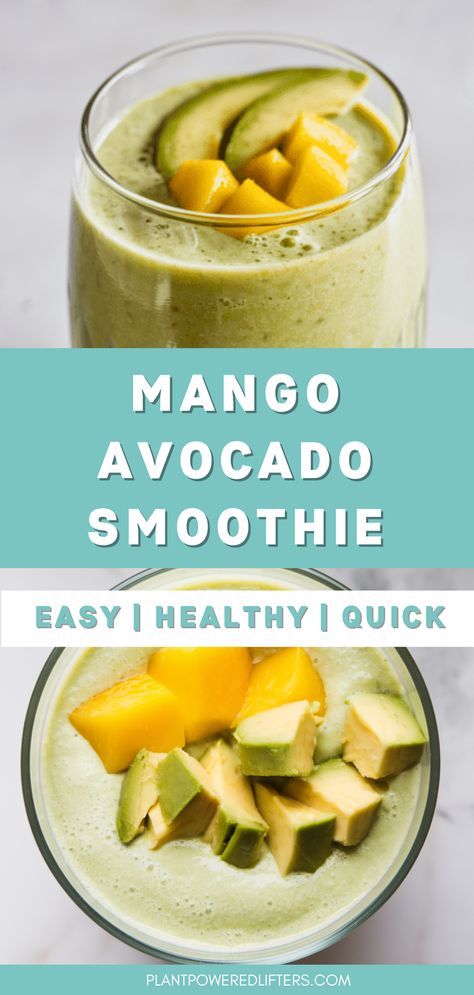 Are you looking for a healthy mango avocado smoothie? This is the one! This easy smoothie recipe is great as a vegan breakfast recipe or, if you add some protein powder, a vegan protein smoothie. Add almond, soy, or oat milk depending on your preference, and enjoy! Avocolada Smoothie Recipe, Smoothies With Avocado, Mango Avocado Smoothie, Easy Smoothie Recipe, Low Carb Smoothie Recipes, Vegan Protein Smoothie, Mango Avocado, Mango Chunks, Avocado Smoothie