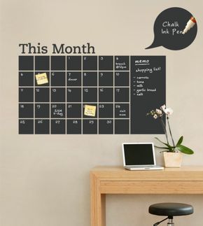 il_570xN.210026999 » Apartment Living Blog » ForRent.com : Apartment Living Chalkboard Wall Calendars, Apartment Decorating Black, Calendar Decal, Chalkboard Vinyl, Chalkboard Calendar, Blackboard Wall, Kitchen Wall Decals, Chalkboard Decal, Chalk Marker