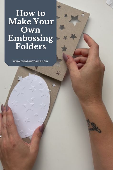 How To Emboss Paper By Hand, How To Make Embossing Folders, Diy Paper Embossing, How To Make Your Own Embossing Folders, Paper Crafting Techniques, Embossing Cricut Maker, Savings Folder Ideas, Embossing Techniques Without Machine, Sizzix Embossing Folders Ideas