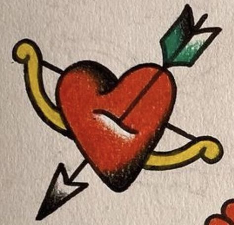 Heart Arrow Tattoo Traditional, Traditional Heart Tattoo Flash, American Trad Heart Tattoo, Traditional Heart Tattoo Design, American Traditional Gap Filler Tattoos, Trad Heart Tattoo, Classic Heart Tattoo, American Traditional Heart Tattoo, Doily Tattoo