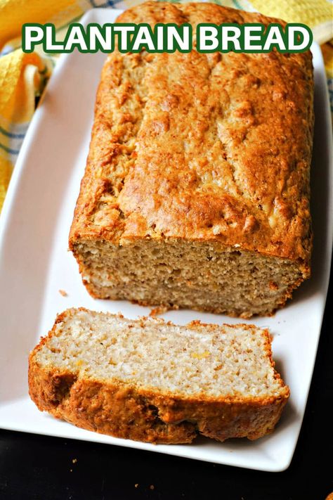 Plantain Bread or Plantain Cake with a touch of cardamom and coconut, a healthy dessert recipe with no refined sugar added. The cake is sweetened with maple syrup and has a lovely moist and fluffy texture. It's quick and easy to make with a few simple ingredients, and can be enjoyed for brunch, dessert or afternoon tea time. Plantain Recipes Healthy, Plantain Cake, Plantain Bread, Brunch Dessert, Plantain Recipes, Ripe Plantain, Cooking Pumpkin, Fluffy Texture, Quick Breads